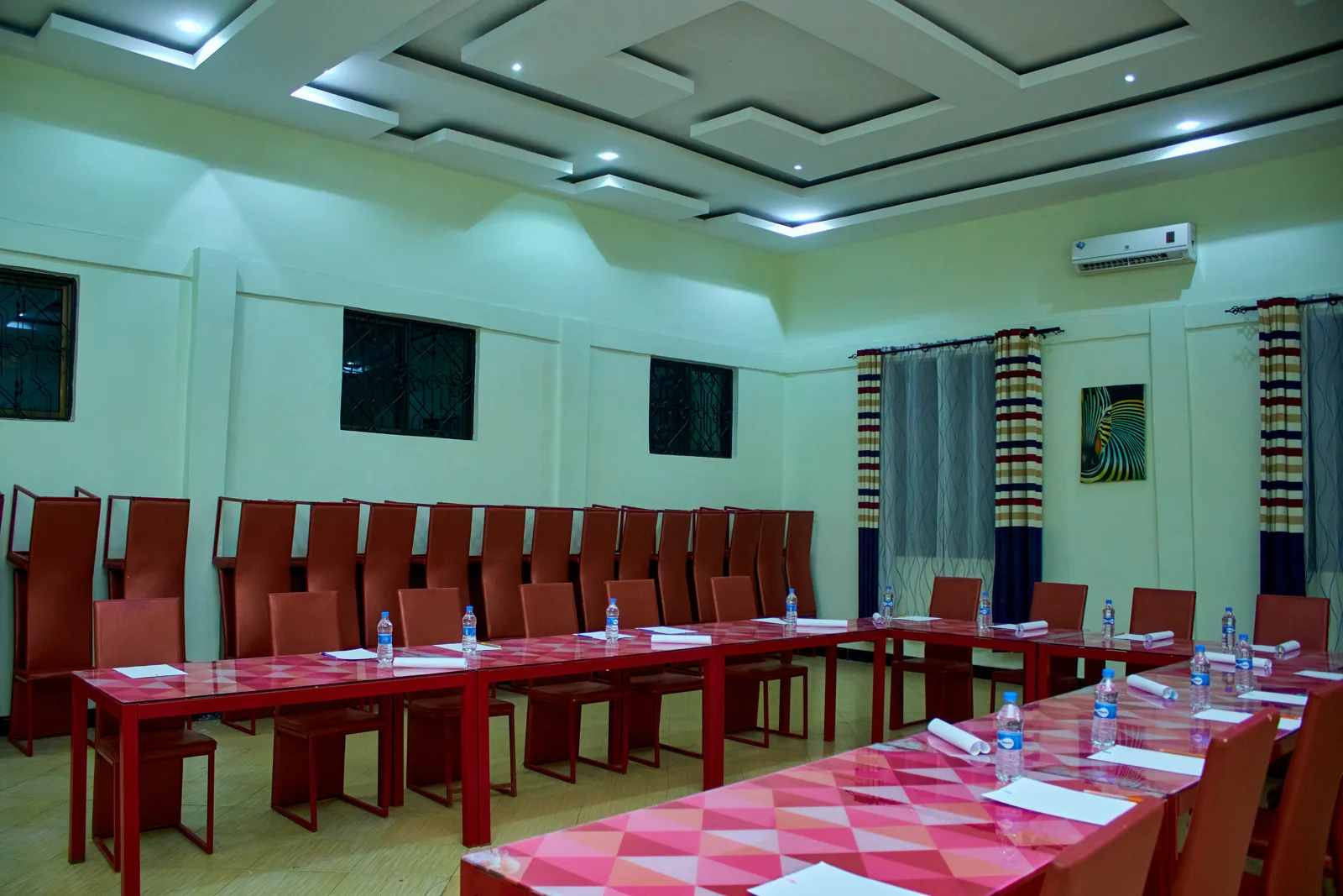 La Vista conference room arranged for a gathering