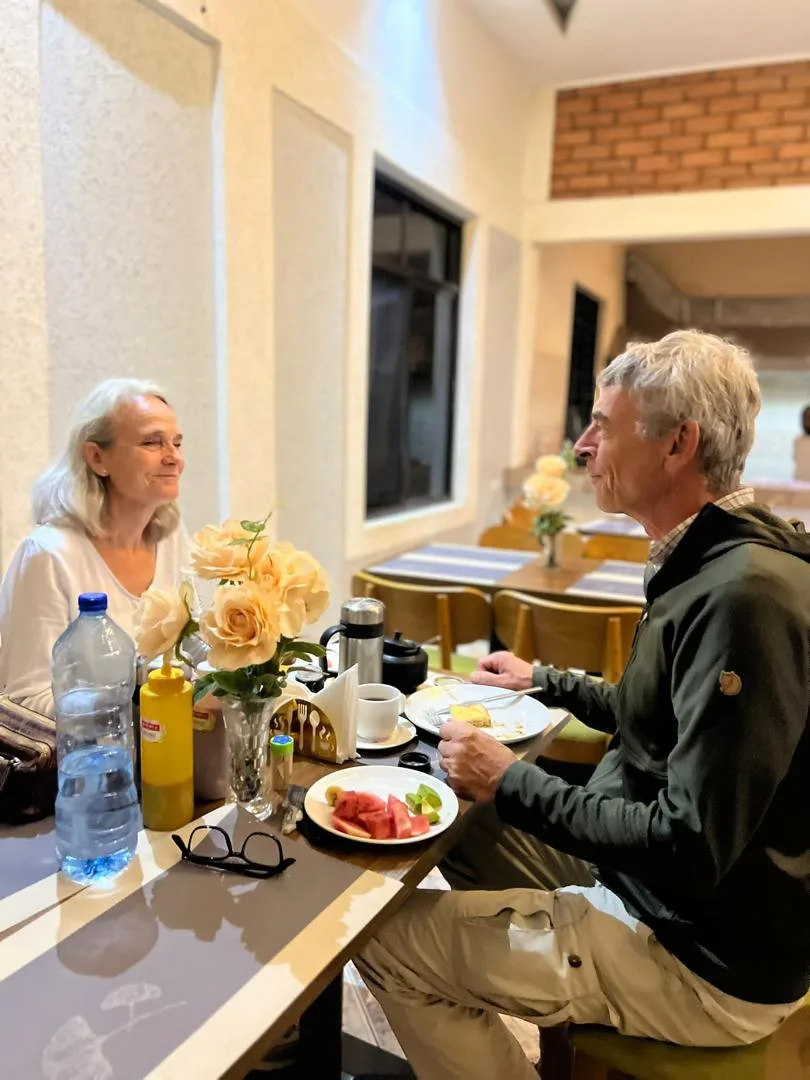 Guests enjoying a meal together